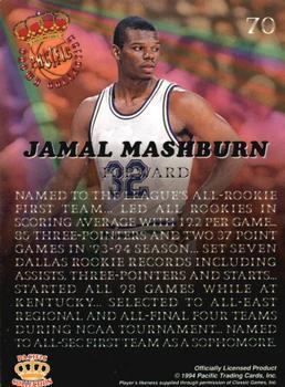1994 Pacific Prisms - Gold #70 Jamal Mashburn Back