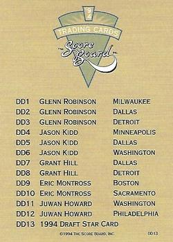 1994 Score Board Draft Day #DD13 Grant Hill Back