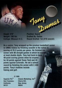 1995 Classic Superior Pix - Autographs #NNO Tony Dumas Back