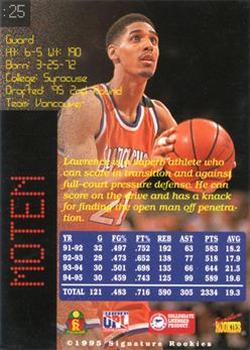 1995 Signature Rookies Prime - Signatures #25 Lawrence Moten Back