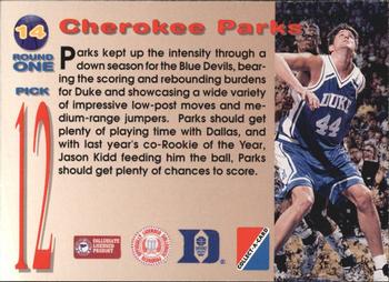1995 Collect-A-Card #14 Cherokee Parks Back