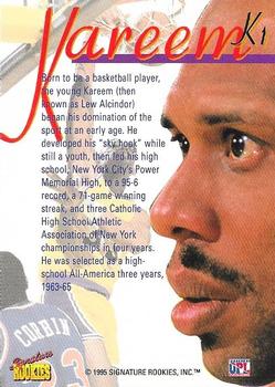 1995 Signature Rookies Draft Day - Kareem #K1 Kareem Abdul-Jabbar Back