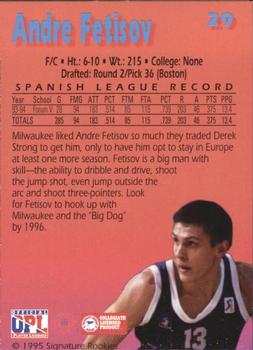 1995 Signature Rookies Kro-Max #29 Andrei Fetisov Back