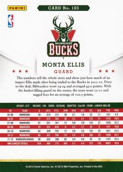 2012-13 Hoops #103 Monta Ellis Back