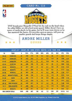2012-13 Hoops #113 Andre Miller Back