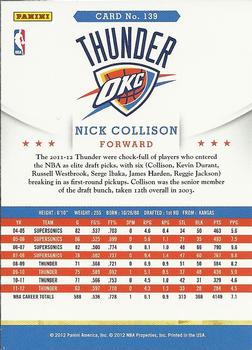 2012-13 Hoops #139 Nick Collison Back