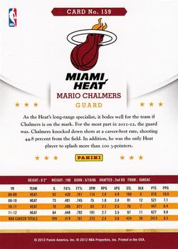 2012-13 Hoops #159 Mario Chalmers Back