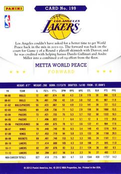 2012-13 Hoops #199 Metta World Peace Back