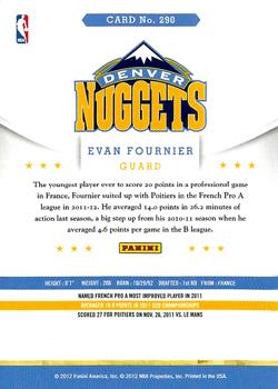 2012-13 Hoops #290 Evan Fournier Back