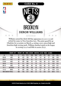 2012-13 Hoops #8 Deron Williams Back