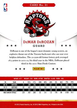 2012-13 Hoops #31 DeMar DeRozan Back