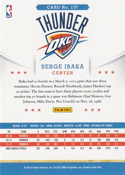 2012-13 Hoops #137 Serge Ibaka Back