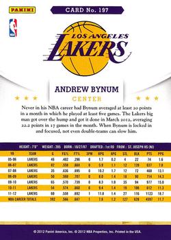 2012-13 Hoops #197 Andrew Bynum Back