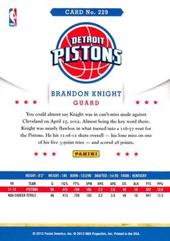 2012-13 Hoops #229 Brandon Knight Back