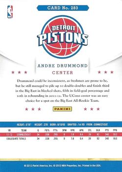 2012-13 Hoops #283 Andre Drummond Back