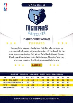 2012-13 Hoops #58 Dante Cunningham Back