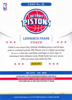 2012-13 Hoops #92 Lawrence Frank Back