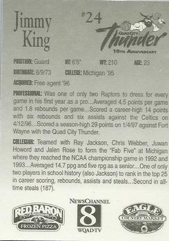 1997-98 Quad City Thunder CBA #24 Jimmy King Back