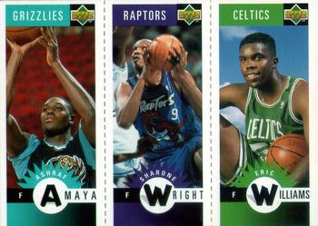 1996-97 Collector's Choice French - Mini-Cards Panels #M87 / M81 / M6 Ashraf Amaya / Sharone Wright / Eric Williams Front