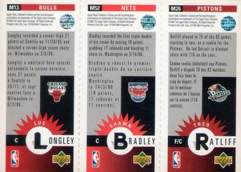 1996-97 Collector's Choice French - Mini-Cards Panels #M26 / M52 / M13 Theo Ratliff  / Shawn Bradley / Luc Longley Back