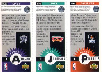 1996-97 Collector's Choice French - Mini-Cards Panels #M17 / M74 / M22 Bobby Phills / Avery Johnson / Mahmoud Abdul-Rauf Back