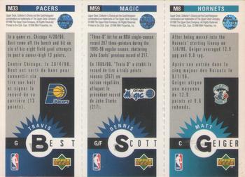 1996-97 Collector's Choice French - Mini-Cards Panels #M8 / M59 / M33 Matt Geiger / Dennis Scott / Travis Best Back