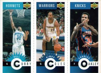 1996-97 Collector's Choice French - Mini-Cards Panels #M7 / M29 / M56 Dell Curry / Bimbo Coles / Charles Oakley Front