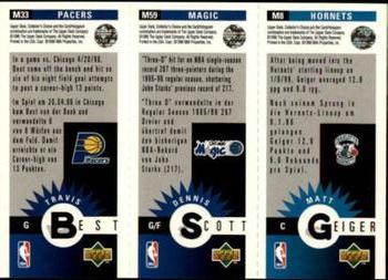 1996-97 Collector's Choice German - Mini-Cards Panels #M8 / M59 / M33 Matt Geiger / Dennis Scott / Travis Best Back