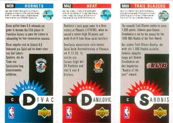 1996-97 Collector's Choice German - Mini-Cards Panels #M69 / M42 / M39 Arvydas Sabonis / Sasha Danilovac / Vlade Divac Back