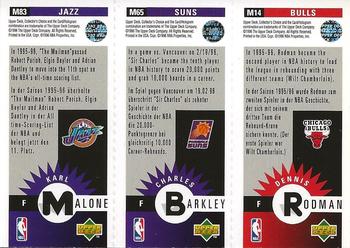 1996-97 Collector's Choice German - Mini-Cards Panels #M14 / M65 / M83 Dennis Rodman / Charles Barkley / Karl Malone Back