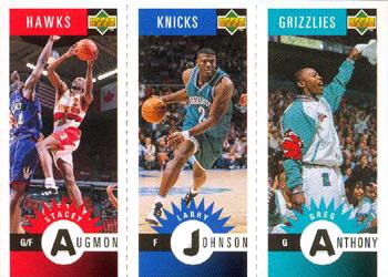 1996-97 Collector's Choice German - Mini-Cards Panels #M1 / M9 / M85 Stacey Augmon / Larry Johnson / Greg Anthony Front