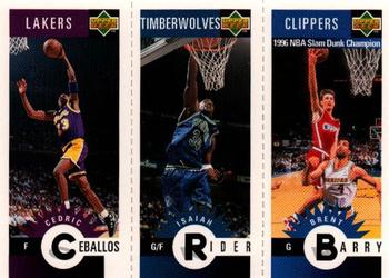 1996-97 Collector's Choice Italian - Mini-Cards Panels #M41 / M50 / M36 Cedric Ceballos / Isaiah Rider / Brent Barry Front