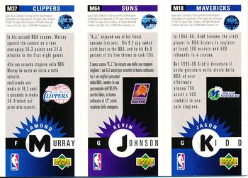 1996-97 Collector's Choice Italian - Mini-Cards Panels #M18 / M64 / M37 Jason Kidd / Kevin Johnson / Lamond Murray Back
