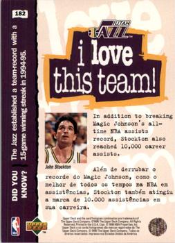 1995-96 Collector's Choice Portuguese II #182 John Stockton Back