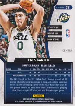 2012-13 Panini Totally Certified #38 Enes Kanter Back