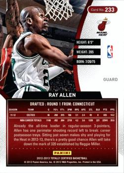 2012-13 Panini Totally Certified #233 Ray Allen Back