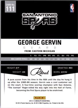 2012-13 Panini Absolute #111 George Gervin Back