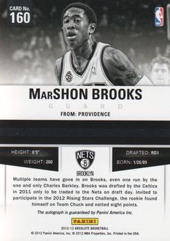 2012-13 Panini Absolute #160 MarShon Brooks Back