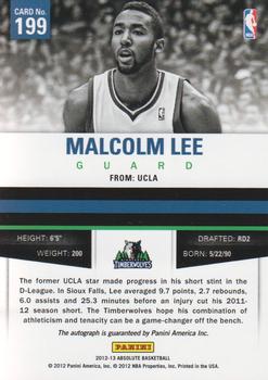 2012-13 Panini Absolute #199 Malcolm Lee Back