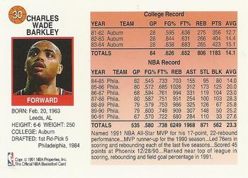 1991-92 Hoops McDonald's #30 Charles Barkley Back