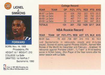 1991-92 Hoops McDonald's #38 Lionel Simmons Back