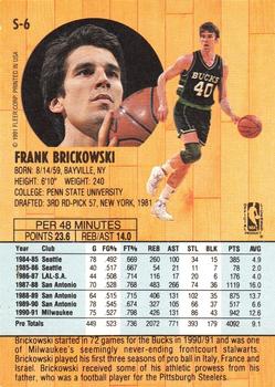 1991-92 Fleer Tony's Pizza #S-6 Frank Brickowski Back