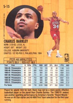 1991-92 Fleer Tony's Pizza #S-15 Charles Barkley Back