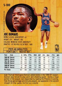 1991-92 Fleer Tony's Pizza #S-100 Joe Dumars Back