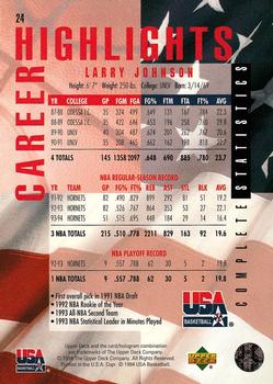 1994 Upper Deck USA #24 Larry Johnson Back