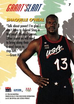 1996 SkyBox USA #7 Shaquille O'Neal Back