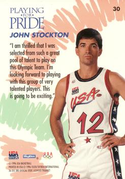 1996 SkyBox USA #30 John Stockton Back
