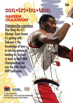 1996 SkyBox USA #36 Hakeem Olajuwon Back