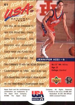 1996 Upper Deck USA #61 Jennifer Azzi Back