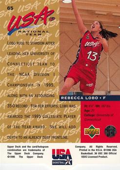 1996 Upper Deck USA #65 Rebecca Lobo Back